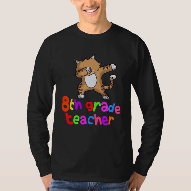 Back to School  8th Grade Teacher Dabbing Cat Dab T-Shirt (Vorderseite)