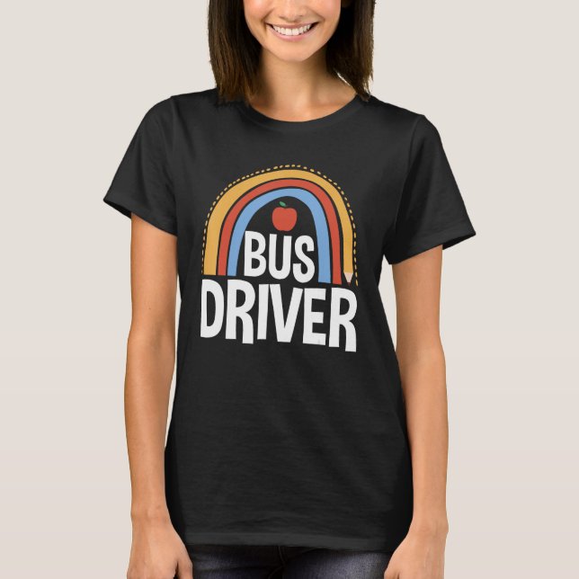 Back To School Appreciation Boho Rainbow Bus Drive T-Shirt (Vorderseite)
