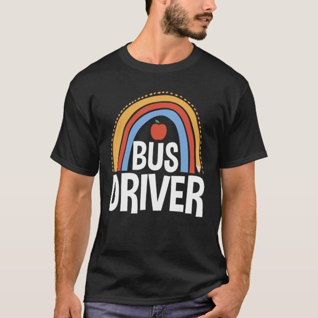 Back To School Appreciation Boho Rainbow Bus Drive T-Shirt (Vorderseite)