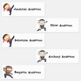 Back to School Boys Cute Ninja Kids Name Etiketten