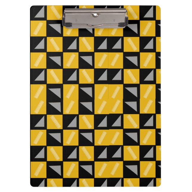 Back to School Chessboard Pattern – Rulers & Trian Klemmbrett (Vorderseite)