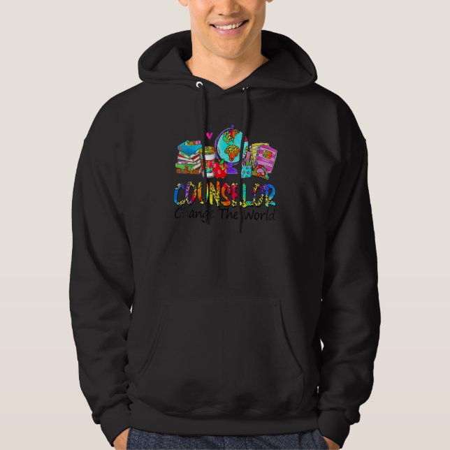 Back To School Counselor Change The World Leopard Hoodie (Vorderseite)