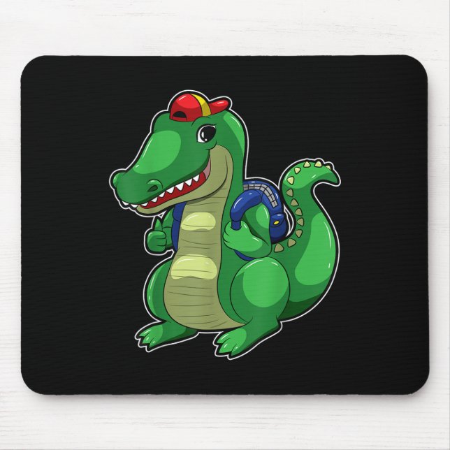 Back To School Cute Crocodile Funny Croc Backpack  Mousepad (Vorne)