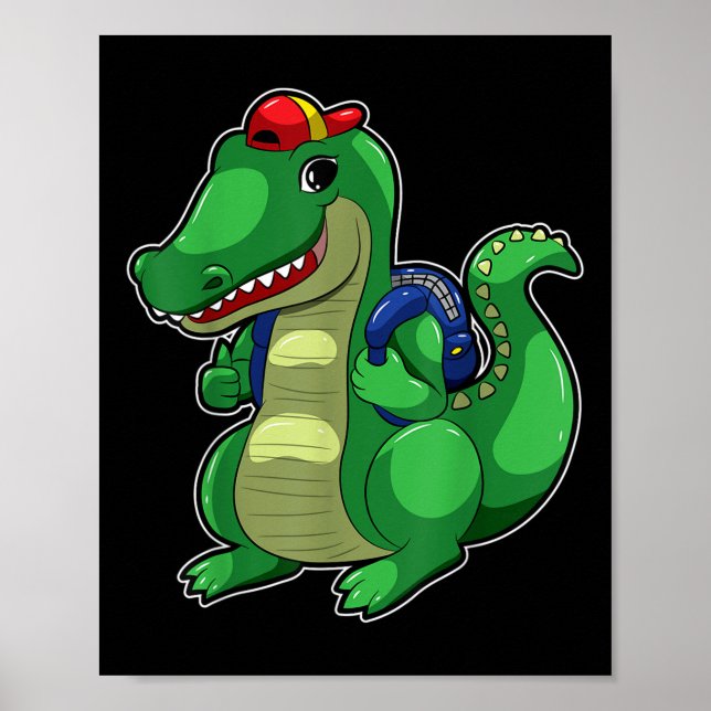 Back To School Cute Crocodile Funny Croc Backpack  Poster (Vorne)