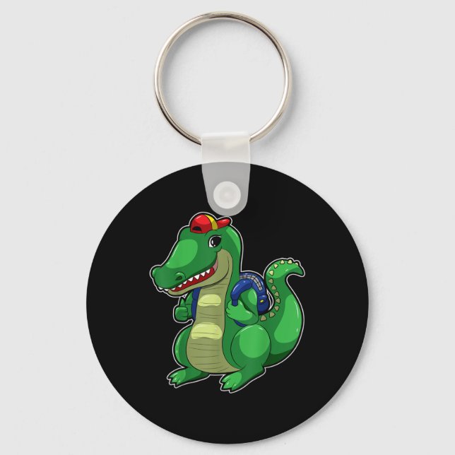 Back To School Cute Crocodile Funny Croc Backpack  Schlüsselanhänger (Vorderseite)