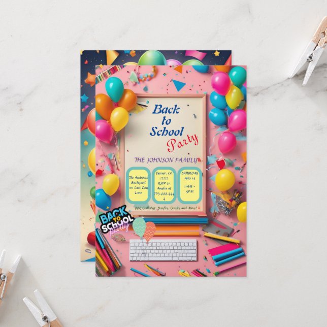 back to school einladung (Vorderseite/Rückseite Beispiel)