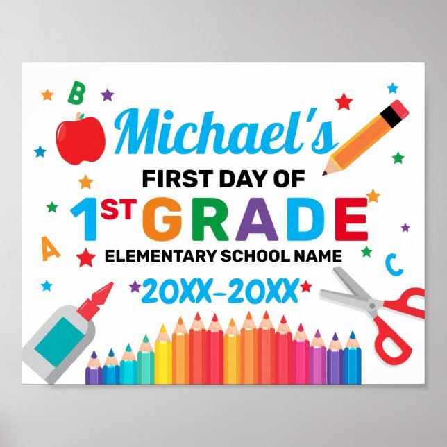 Back to school first day sign poster (Vorne)