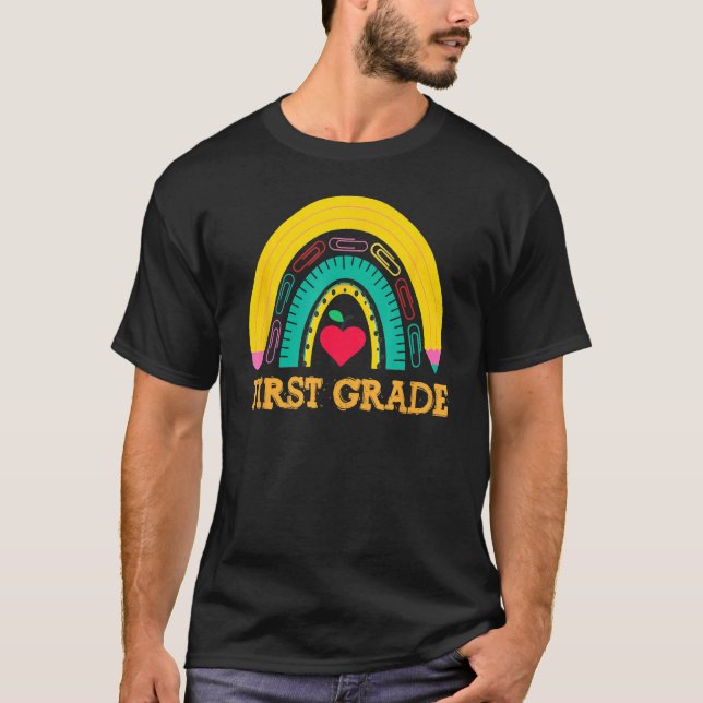 Back To School First Grade Rainbow Girls Boys Teac T-Shirt (Vorderseite)