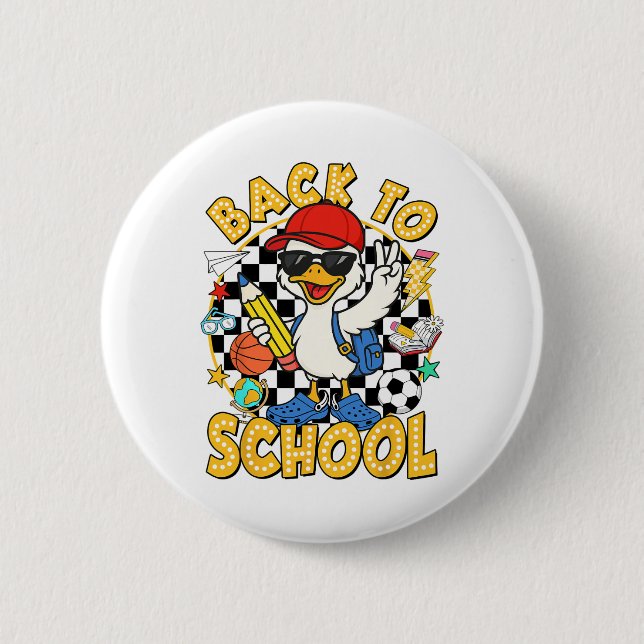Back To School Funny Silly Goose First Day Of Scho Button (Vorderseite)