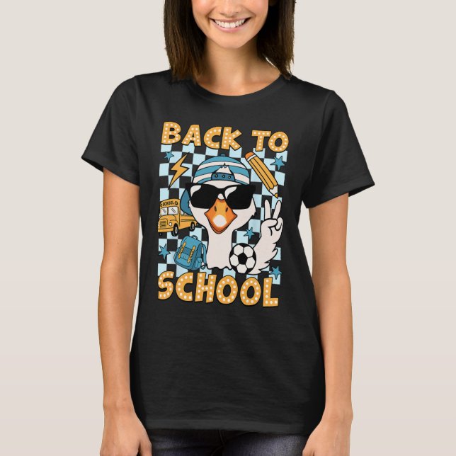 Back To School Funny Silly Goose First Day Of Scho T-Shirt (Vorderseite)
