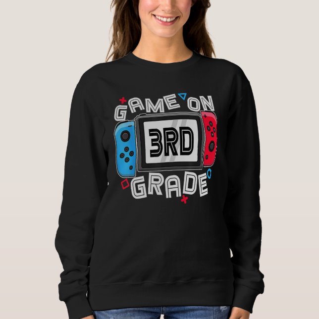 Back To School Game On 3rd Grade  Gamer Kids Boys Sweatshirt (Vorderseite)