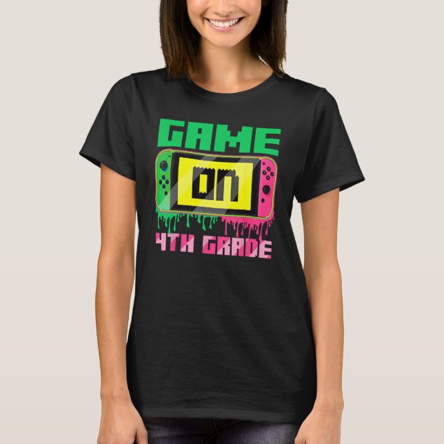 Back To School Game On 4th Grade Video Gamer Fourt T-Shirt (Vorderseite)
