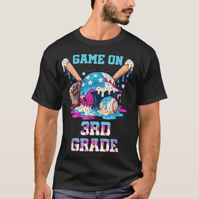 Back To School Game On Third Grade Baseball First  T-Shirt (Vorderseite)