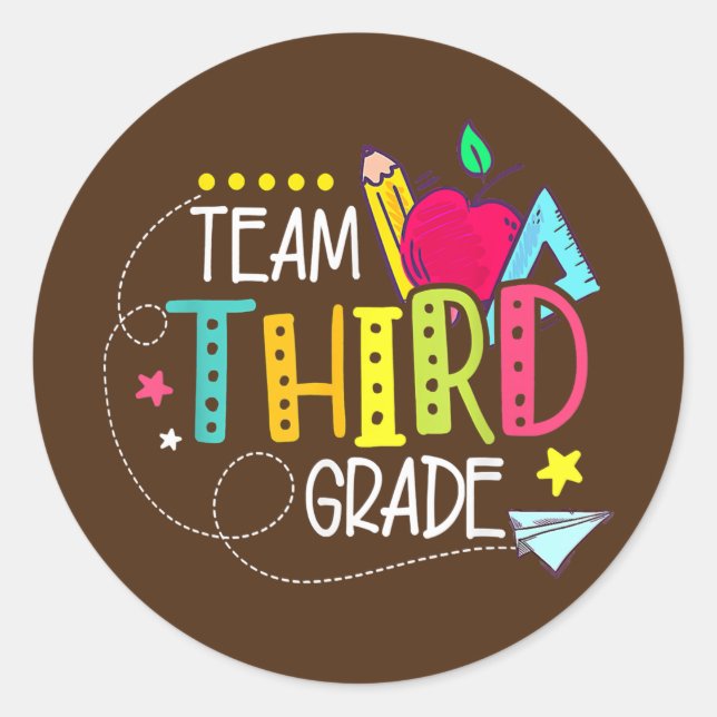 Back To School Gifts Team Third Grade 3rd Teacher Runder Aufkleber (Vorderseite)