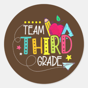 Back To School Gifts Team Third Grade 3rd Teacher Runder Aufkleber