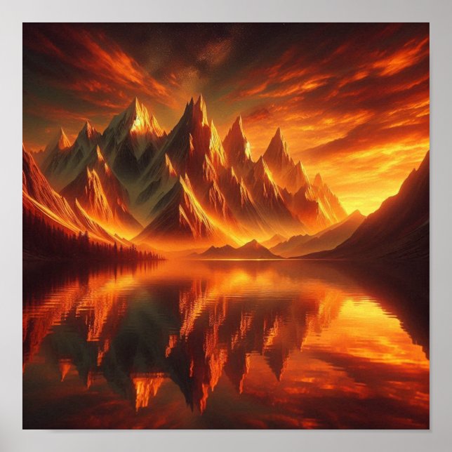 Back to School Golden Sunset Mountains Poster (Vorne)