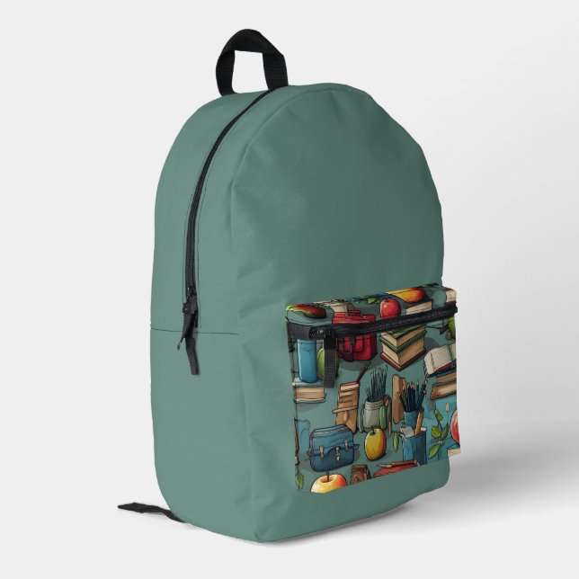 Back To School Green  Bedruckter Rucksack (Rückseitige Ecke links)