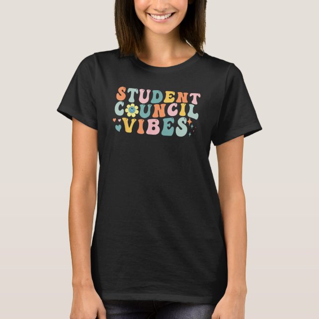 Back To School Groovy Retro, Student Council Vibes T-Shirt (Vorderseite)