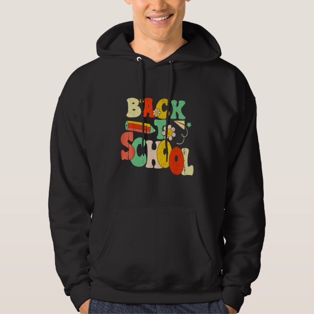 Back To School Happy First Day Of School Groovy Te Hoodie (Vorderseite)