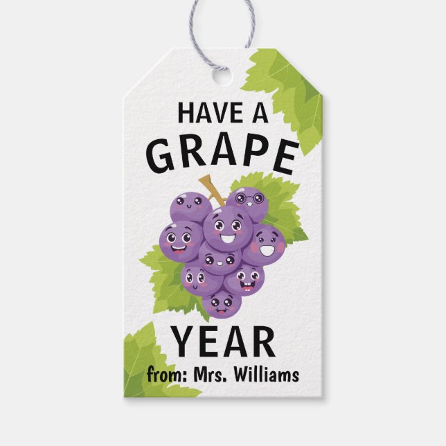 Back to School Have a Great Year Cute Fun Grape Geschenkanhänger (Vorderseite)