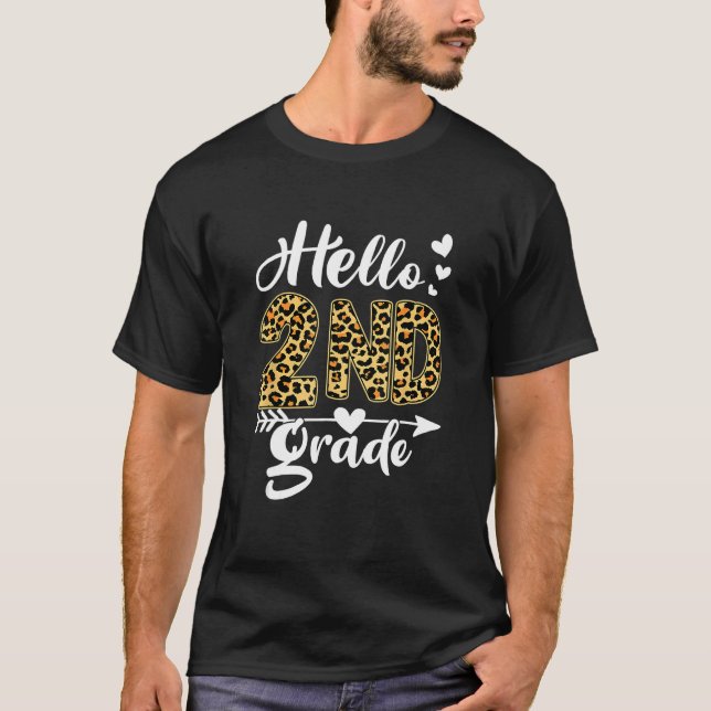 Back To School Hello 2nd Grade Second Grade Leopar T-Shirt (Vorderseite)