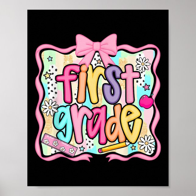 Back To School Hello First Grade Team 1st Grade Bo Poster (Vorne)