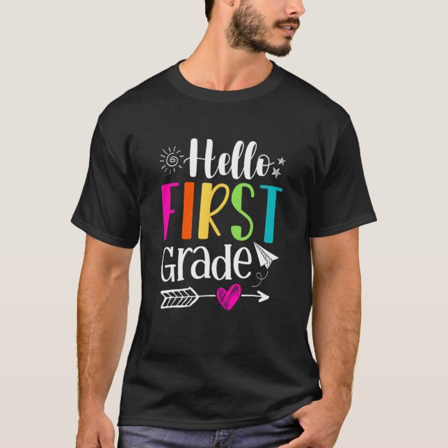 Back To School Hello First Grade Team 1st Graders  T-Shirt (Vorderseite)