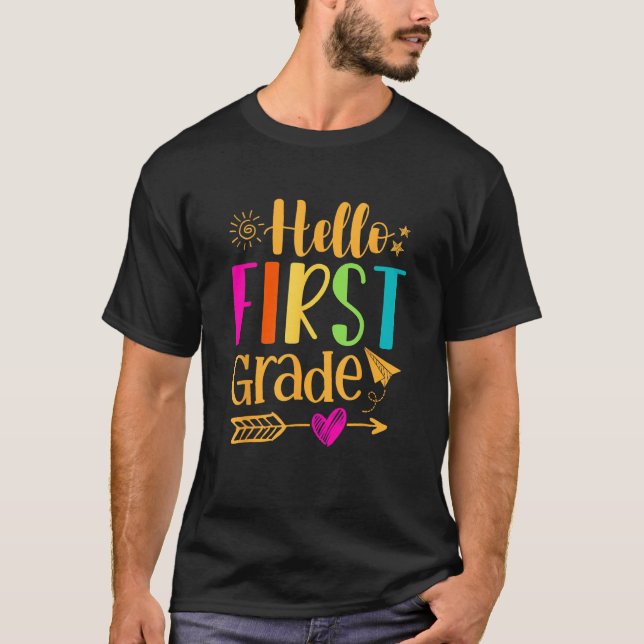 Back To School Hello First Grade Team 1st Graders  T-Shirt (Vorderseite)