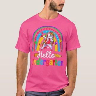 Back To School Hello Kindergarten Dabbing Unicorn  T-Shirt