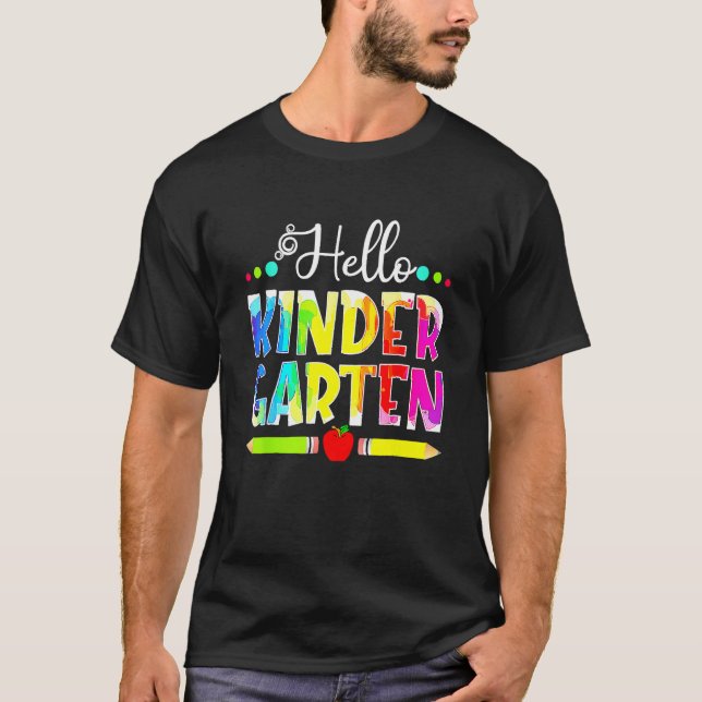 Back To School Hello Kindergarten Girls Boys Teach T-Shirt (Vorderseite)