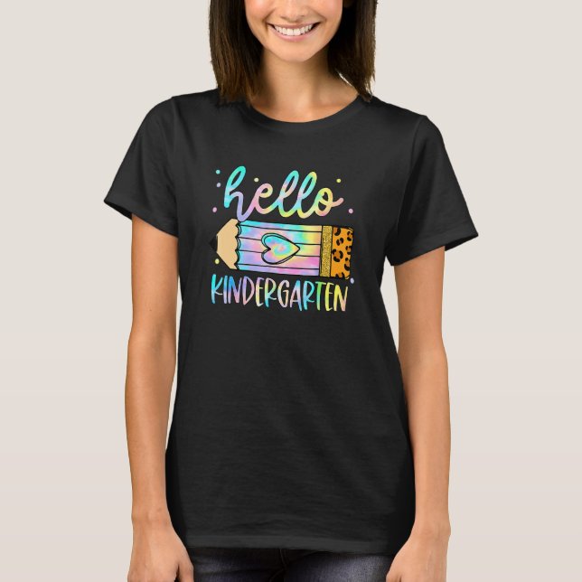 Back To School Hello Kindergarten Leopard Pencil K T-Shirt (Vorderseite)