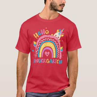 Back To School Hello Kindergarten Rainbow Unicorn  T-Shirt