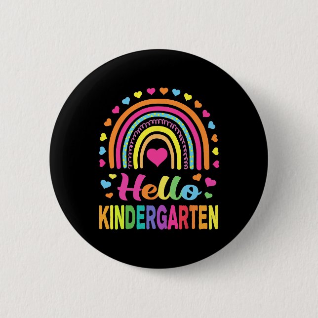 Back to School Hello Kindergarten Squad Teachers W Button (Vorderseite)