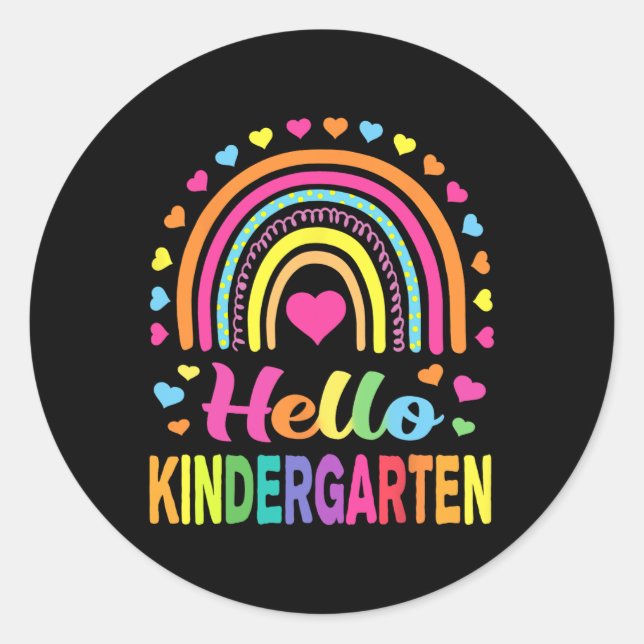 Back to School Hello Kindergarten Squad Teachers W Runder Aufkleber (Vorderseite)