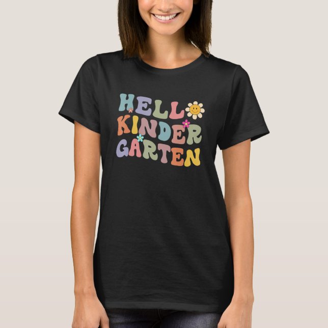 Back To School Hello Kindergarten Students Teacher T-Shirt (Vorderseite)