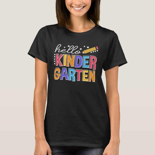 Back To School Hello Kindergarten Teacher Student  T-Shirt (Vorderseite)