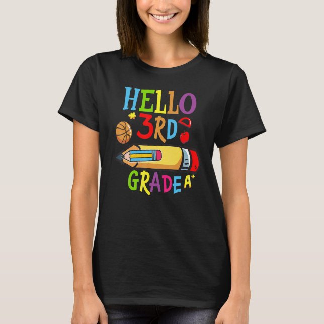 Back To School Hello Third 3rd Grade For Kids T-Shirt (Vorderseite)