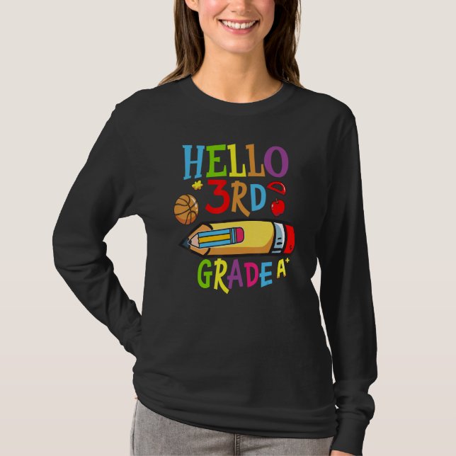 Back To School Hello Third 3rd Grade For Kids T-Shirt (Vorderseite)