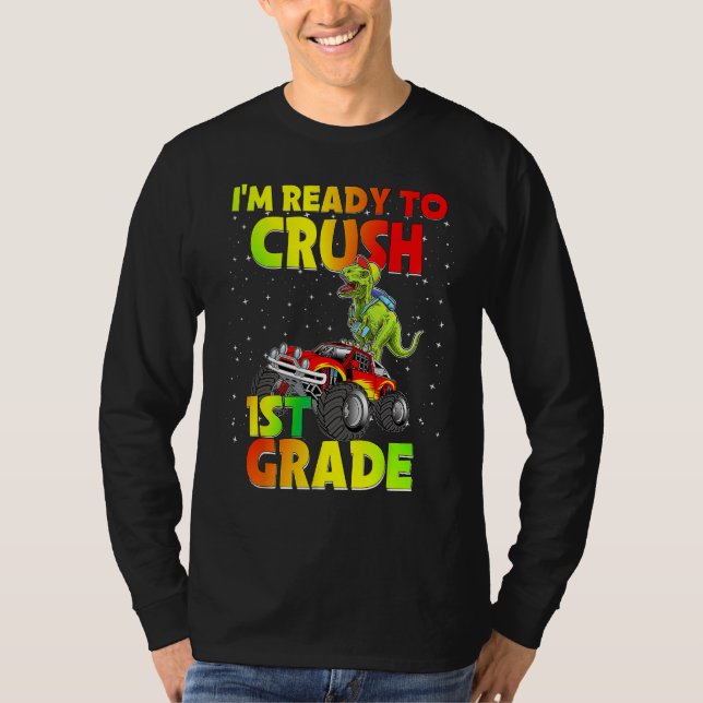 Back To School I'm Ready To Crush 1st Grade Dinosa T-Shirt (Vorderseite)
