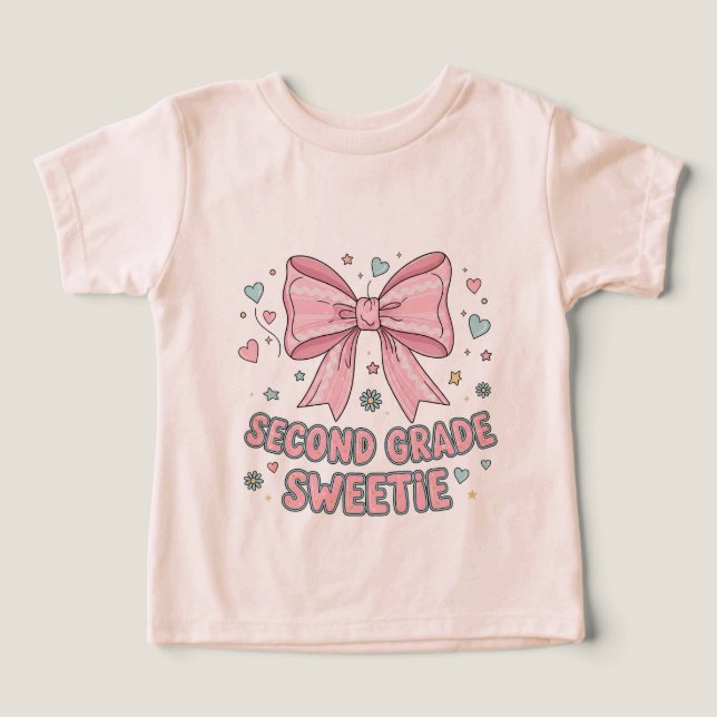Back to School Kids T-shirt with Pink Bow  (Design Vorderseite)