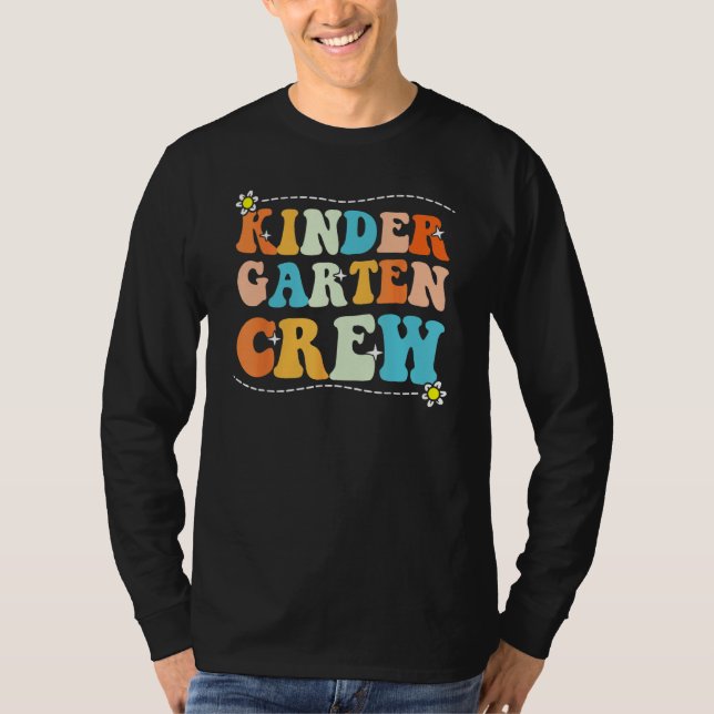 Back To School Kindergarten Crew Groovy Retro Teac T-Shirt (Vorderseite)