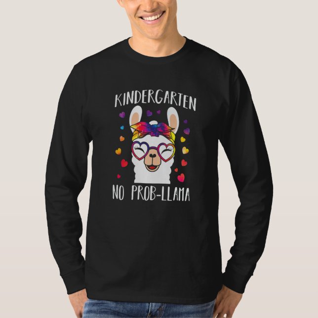 Back To School Kindergarten No Prob Llama Teacher  T-Shirt (Vorderseite)