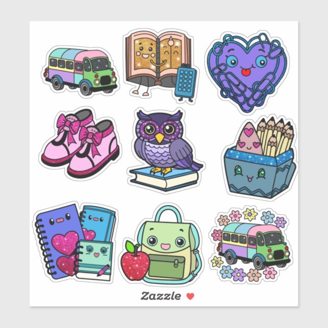 ✏️ Back-to-School Magic: Colorful Sticker Collecti (Blatt)
