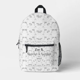 Back-to-School Minimal Line Pattern | Summer Bedruckter Rucksack
