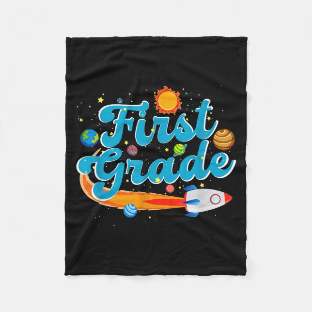 Back to school outer space teacher first grade fleecedecke (Vorderseite)