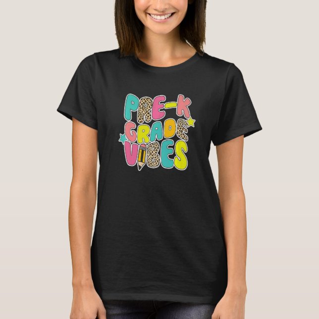 Back To School Pre k Vibes Leopard Teacher Women K T-Shirt (Vorderseite)