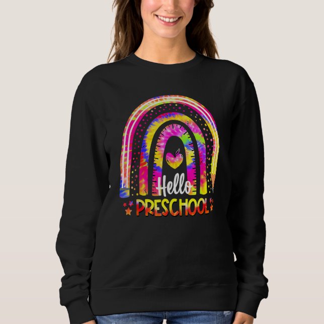 Back To School Rainbow Boho Tie Dye Teacher Hello  Sweatshirt (Vorderseite)