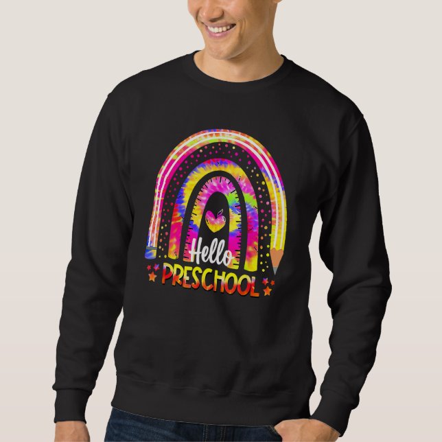Back To School Rainbow Boho Tie Dye Teacher Hello  Sweatshirt (Vorderseite)