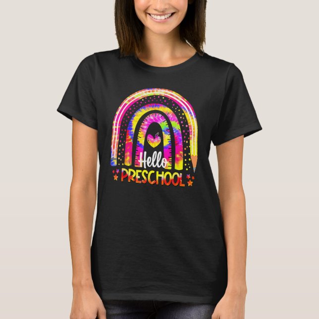 Back To School Rainbow Boho Tie Dye Teacher Hello  T-Shirt (Vorderseite)