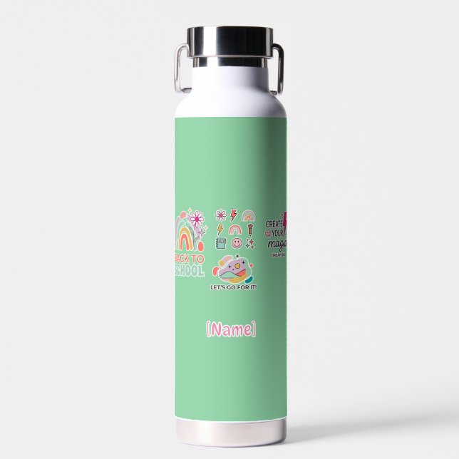 Back to School Rainbow / Regreso Arcoíris Escolar Trinkflasche (Vorne)